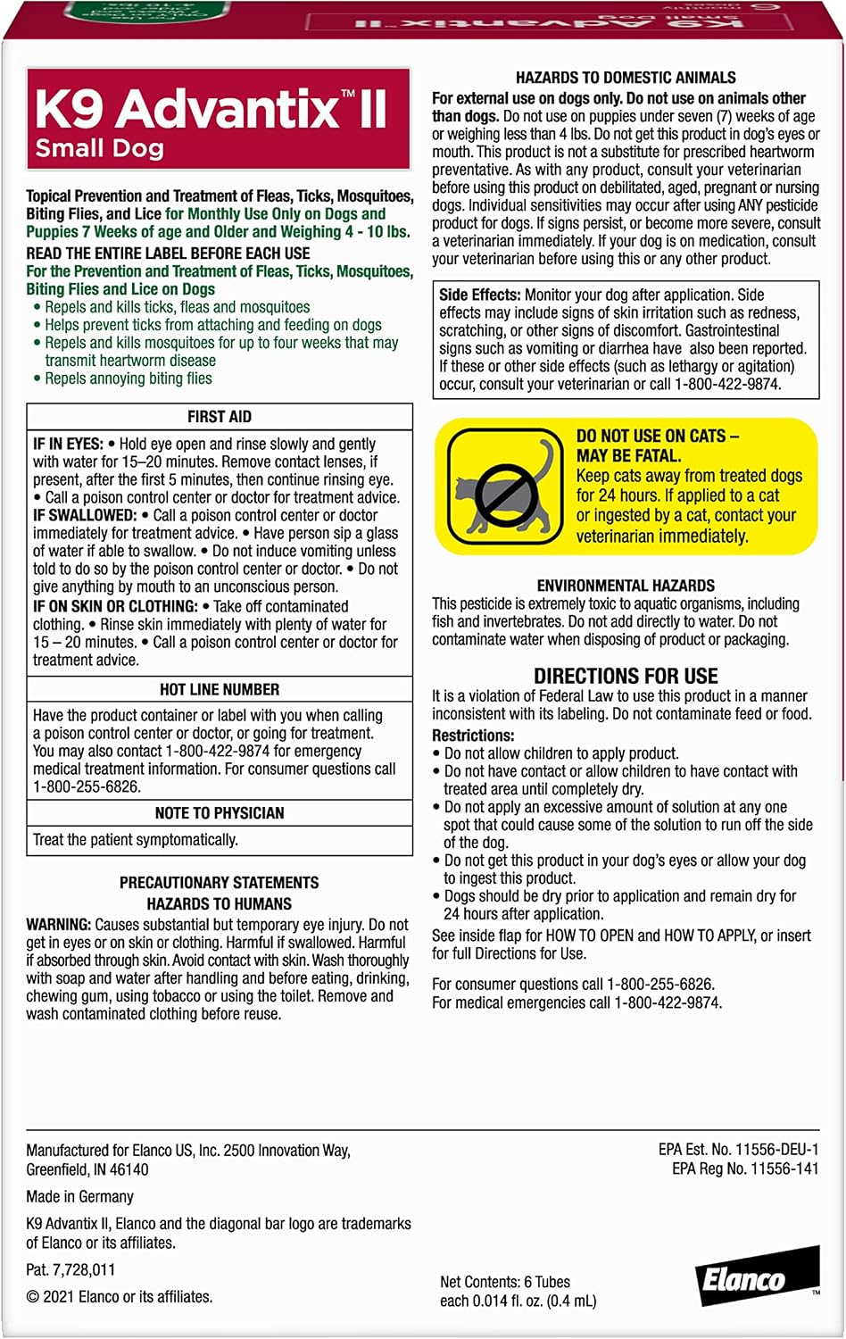 K9 Advantix II Flea Medicine Small Dog 6 Month Supply Pack K-9 4-10 lbs(pack of 2)