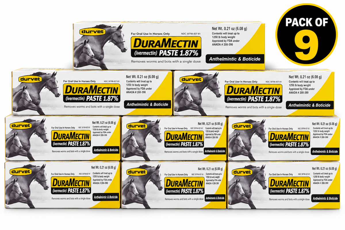 Durvet Duramectin Equine Wormer Paste - 9 Tubes