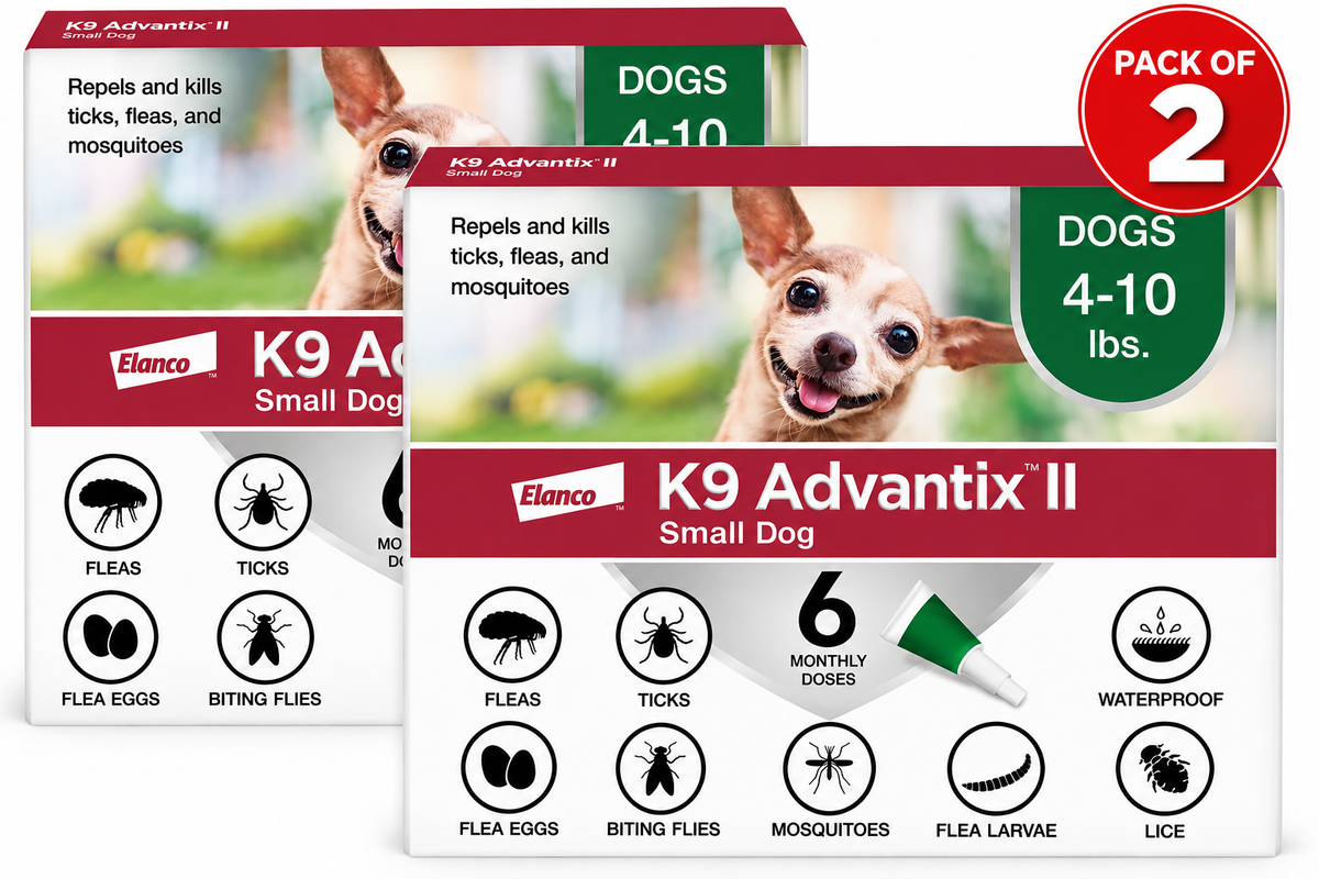 K9 Advantix II Flea Medicine Small Dog 6 Month Supply Pack K-9 4-10 lbs(pack of 2)