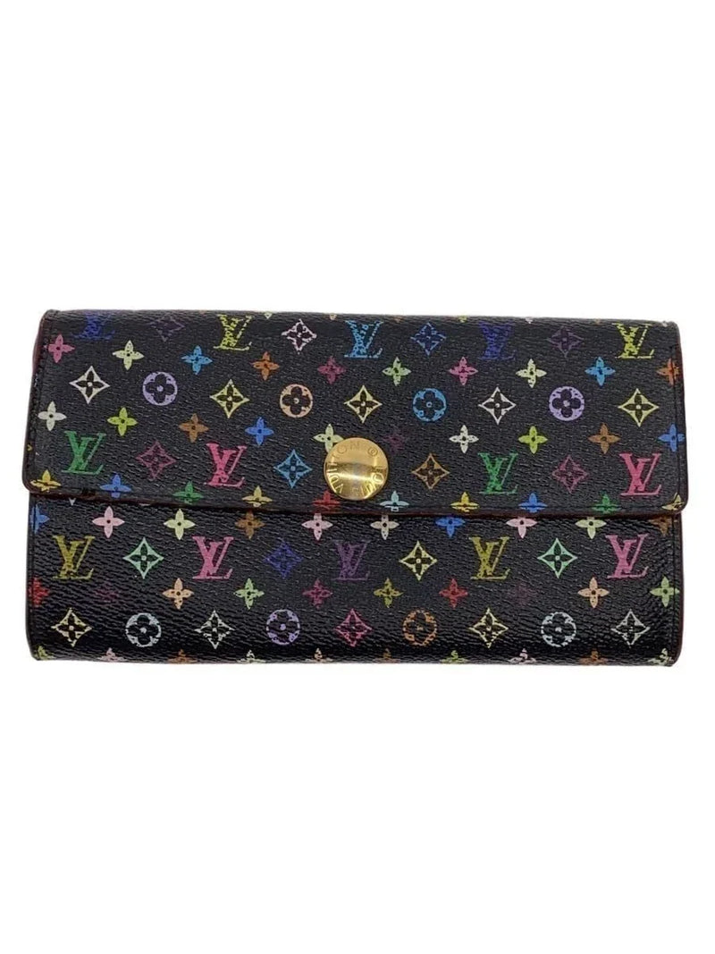 Louis Vuitton Porte Feuille Sarah Long Wallet Monogram Multicolor Noir PVC