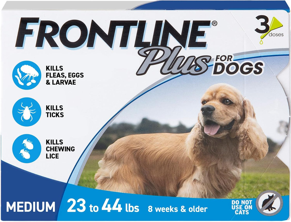 Frontline Plus Flea and Tick Treatment for medium Dogs 23-44 LBs 6 Doses (PACK OF TWO)
